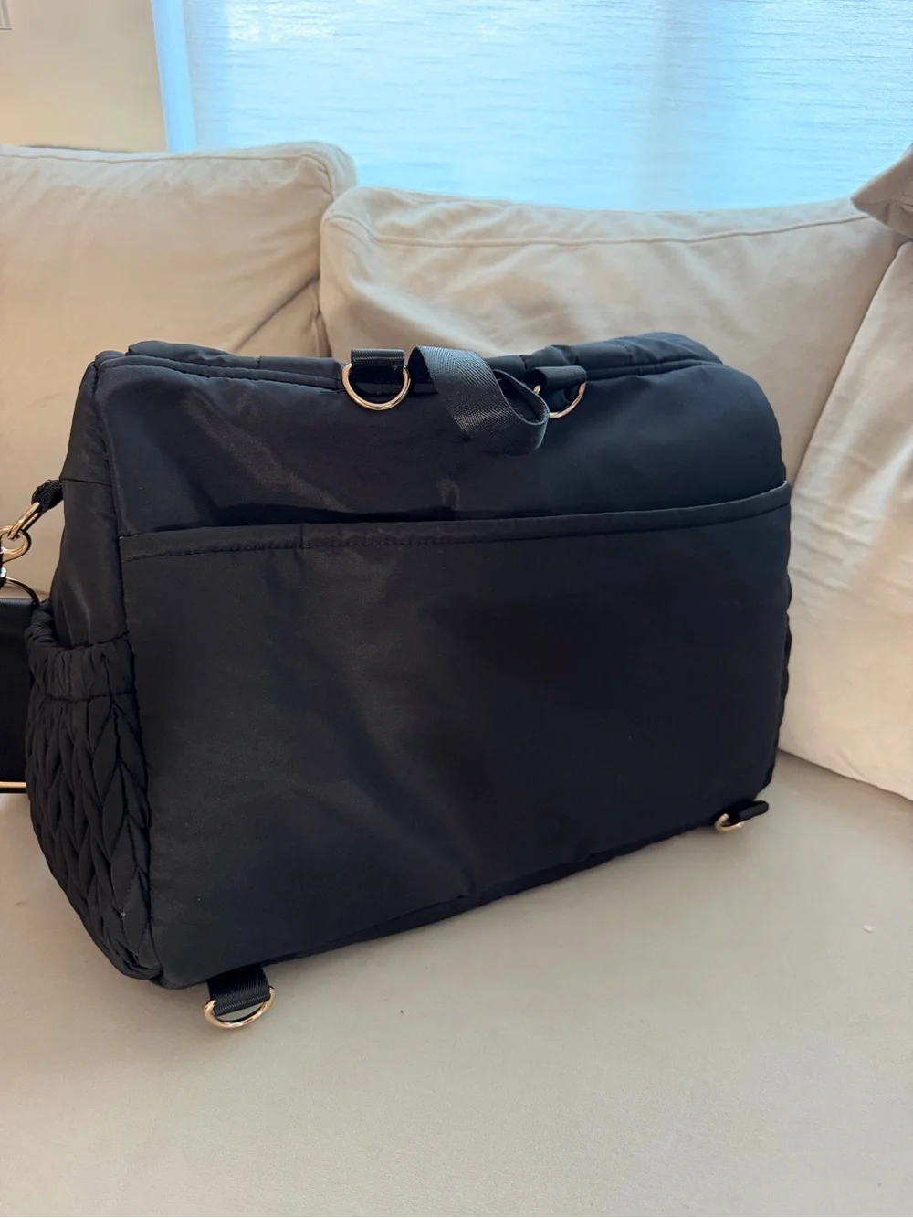 Black Quilted Crossbody Diaper Bag